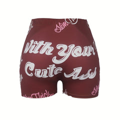 Ass Print Skinny Shorts Yoga Casual Summer Shorts