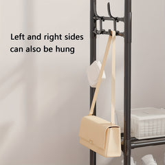 Double Pole Coat Rack Movable 5 Layer Clothes Rack