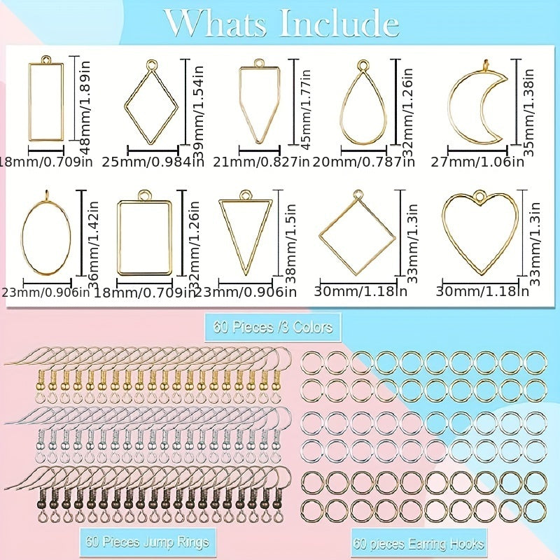 180pcs Open Bezels For Resin Jewelry Making Kit