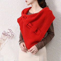 Hollow Knot Shawl Solid Cashmere Warm Wrap Outdoor Neck Collar Cape