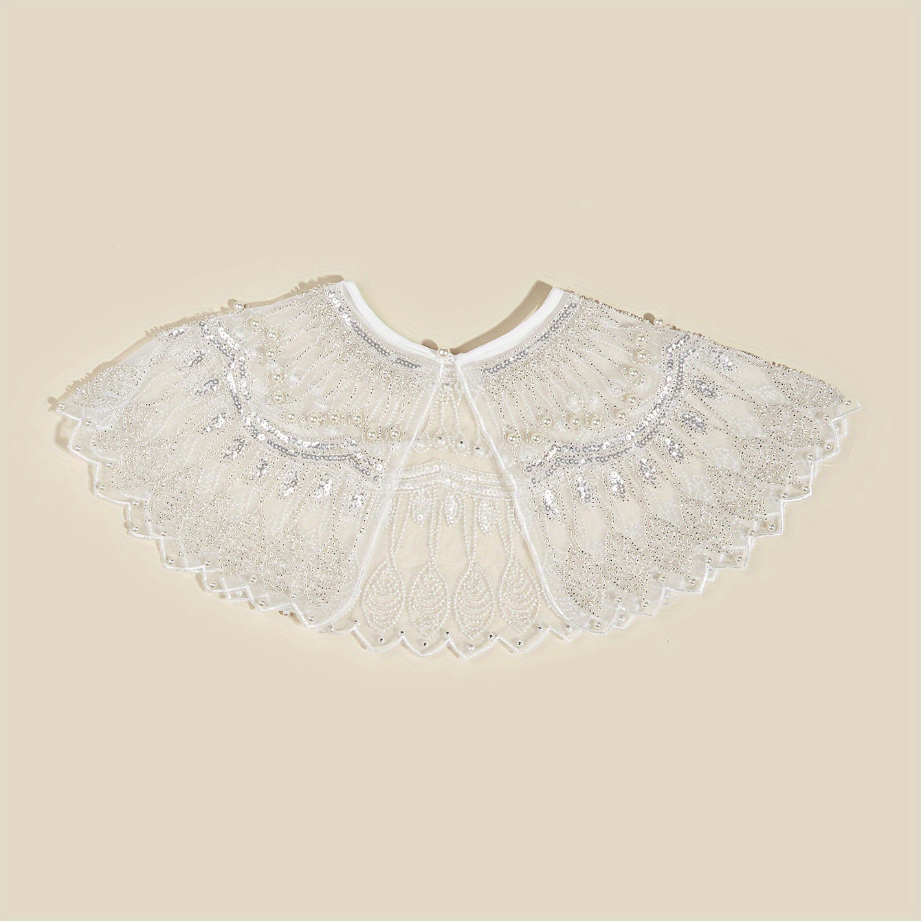 2 Layer Mesh Pearl Thin Shawl Dress Decorative Shawl For Women