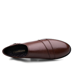 Men's Leather Loafer Shoes Lightweight Rubber Sole Casual Slip On
