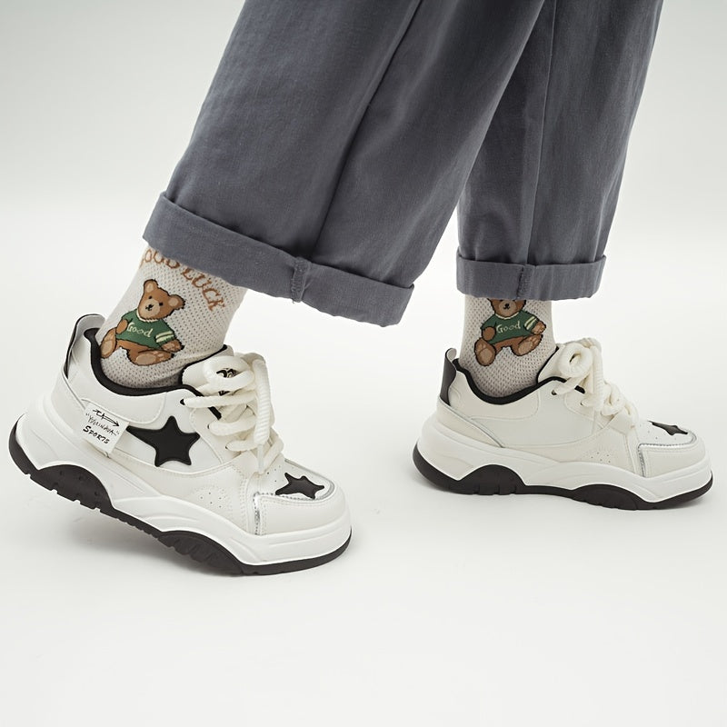 Star Pattern Thick Bottom Low Skate Shoes for Women