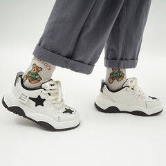 Star Pattern Thick Bottom Low Skate Shoes for Women
