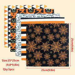 5pcs Halloween Polyester Fabric For Quilting Sewing DIY Craft
