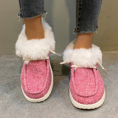 Women's Plush Lined Snow Boots Keep Warm Flat Loafers Shoes