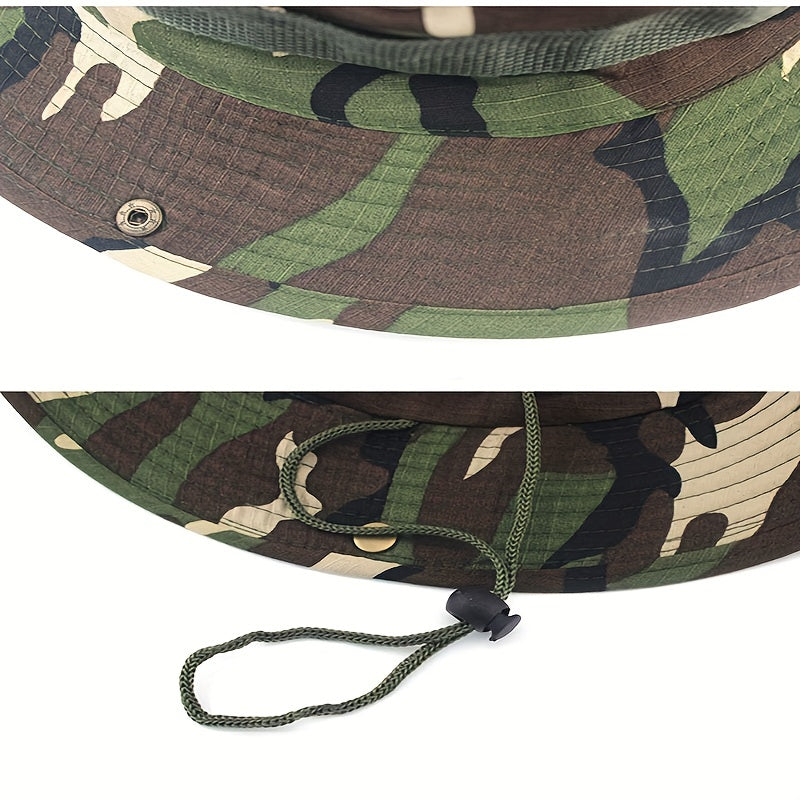 Outdoor Camouflage Sun Protection Bucket Hat for Camping Hiking Mountaineering