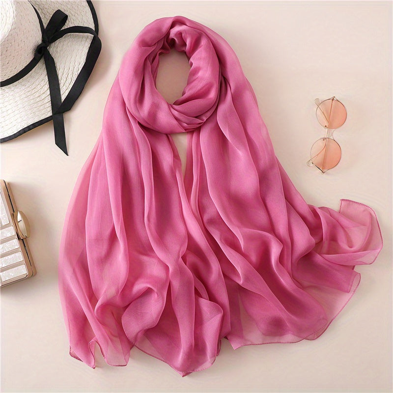 Solid Gauze Scarf Hijab Breathable Thin Shawl Women Casual