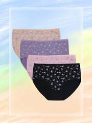 4 Pack Women's Plus Size Ditsy Floral Print Briefs Set
