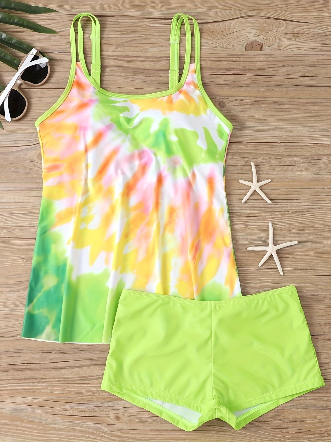 Tie Dye Cami Top & Shorts Bathing Suit Set