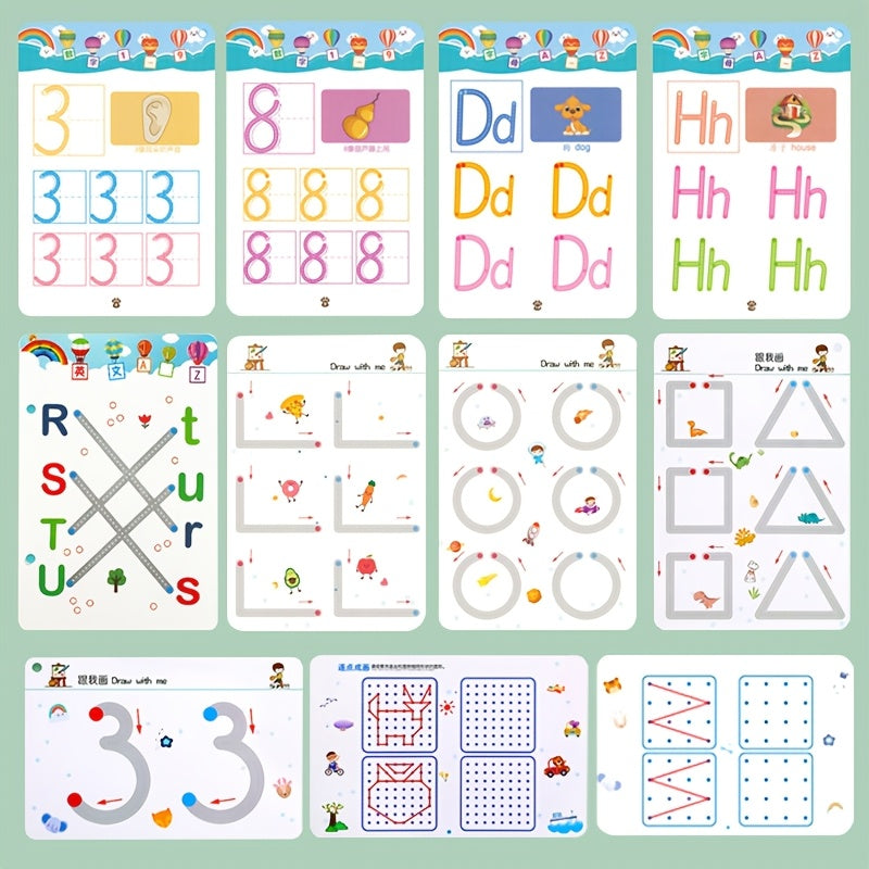 122 Pages Reusable Magic Practice Copybook Set - Pen Control Training