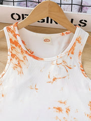 Girls' Tie Dye Track Suit Sleeveless Tank Top Skinny Pants Set