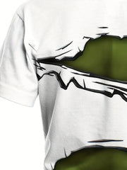 Green Muscle Print Boys T Shirt Fun Cosplay Costume Tee for Kids