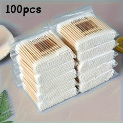 100pcs Double Headed Cotton Swabs Disposable Makeup Removal Ear Cleaning