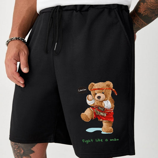 Boxer Bear Comfy Shorts Men's Casual Solid Stretch Waist Drawst