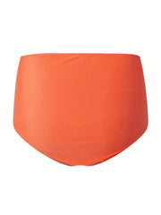 Orange High Stretch Bikini Bottom Ruched Sexy Style High Cut Beachwear Bottom