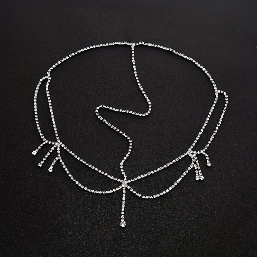 Vintage Rhinestone Hair Chain Women's Forehead Chain Hair Accessory