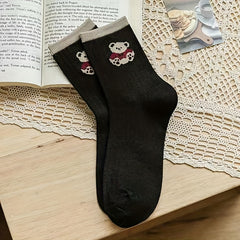 6 Pairs Bear Print Socks Women's Stockings & Hosiery