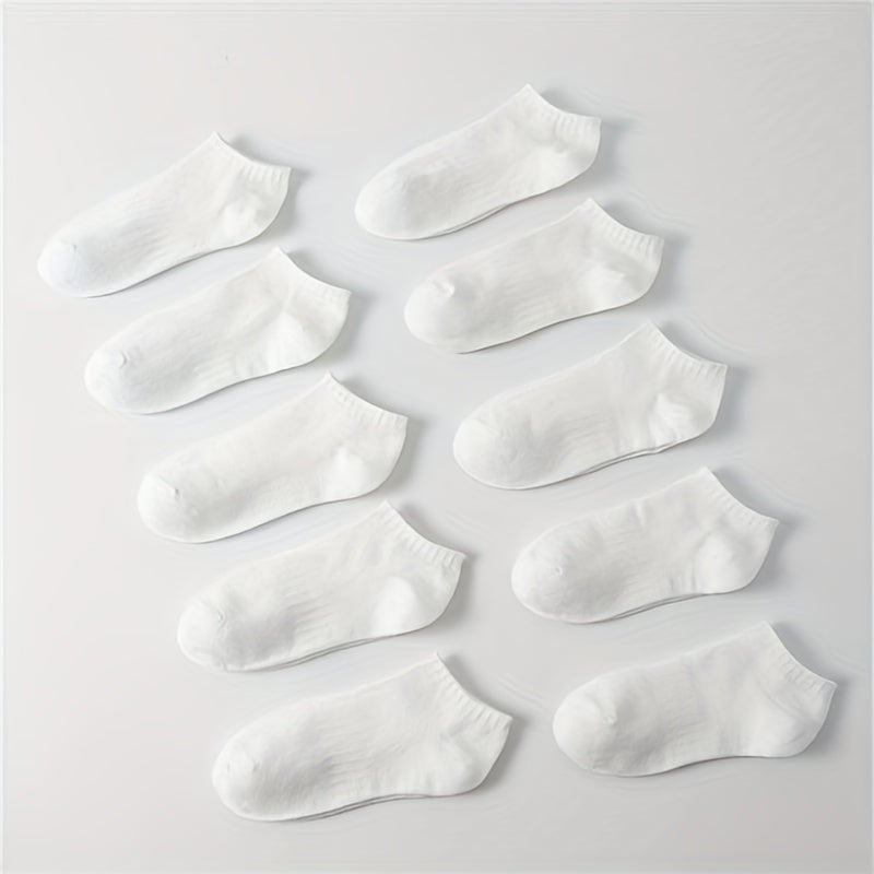 10 Pairs Comfy Solid Ankle Socks Women's Stockings & Hosiery