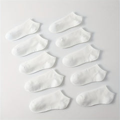 10 Pairs Comfy Solid Ankle Socks Women's Stockings & Hosiery