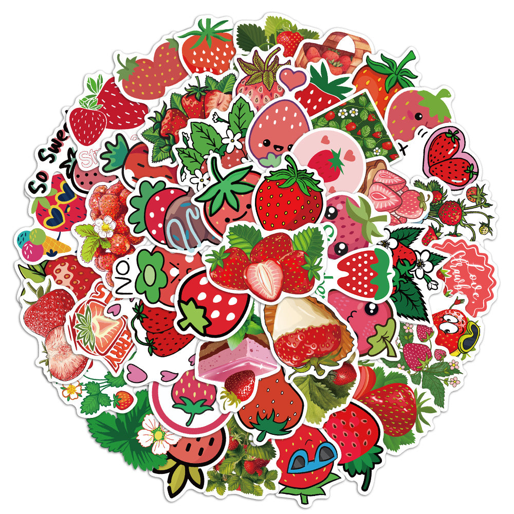 50pcs Cute Strawberry Doodle Sticker Pack