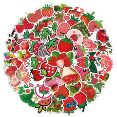 50pcs Cute Strawberry Doodle Sticker Pack