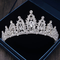 Silver Rhinestone Tiara Bridal Wedding Crystal Crown Bead Princess Tiara