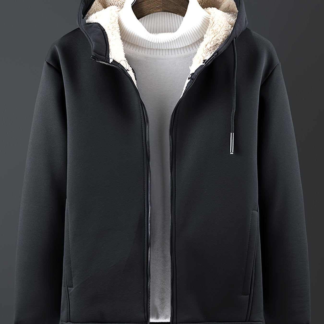 Men's Sherpa Lined Hoodie Zip Up Sweatshirt Warm Jacket