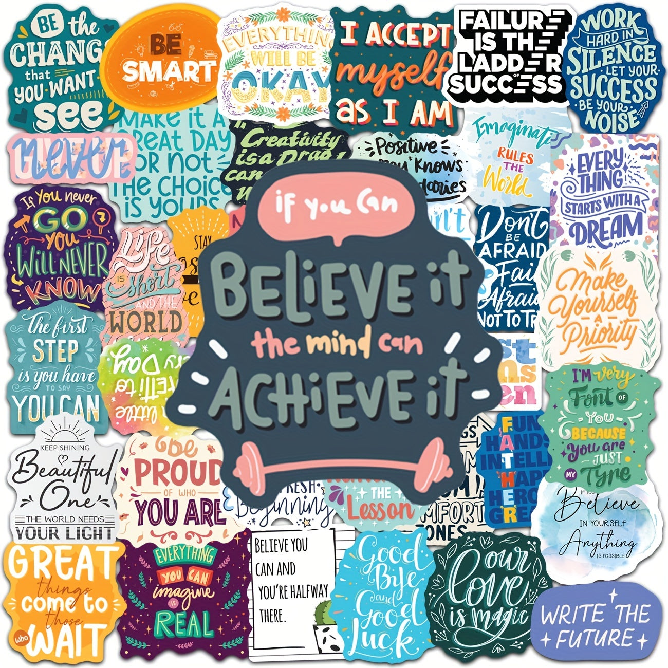 50pcs Inspirational Words Stickers Motivational Quote Vinyl Positive Sticker