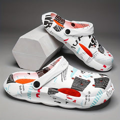 Women's Printed Clogs Comfy Hollow Out Non Slip Quick Drying Slides Shoes