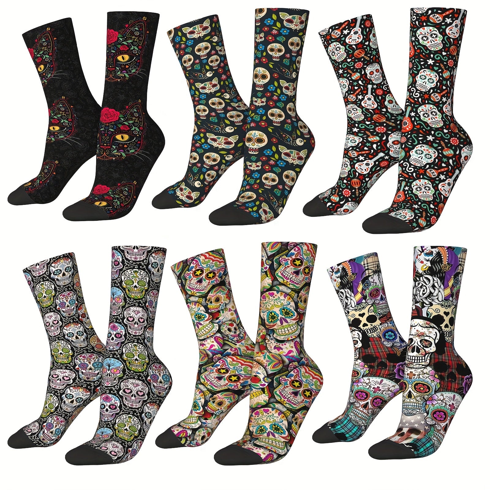 Mexican Skulls Crew Socks Hip Hop Crazy Outdoor Sports Funny Socks