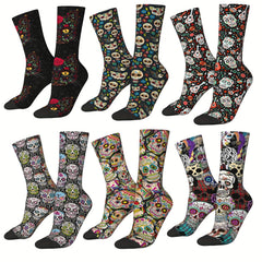 Mexican Skulls Crew Socks Hip Hop Crazy Outdoor Sports Funny Socks