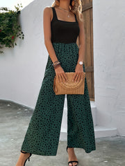 Dalmatian Print Wide Leg Jumpsuit Boho Sleeveless Jumpsuit