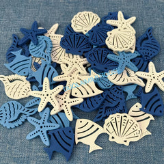 50pcs Mediterranean Wooden Craft Shapes for Beach Weddings Coastal Home Decor
