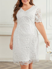 Lace Sleeve V Neck Waist Dress