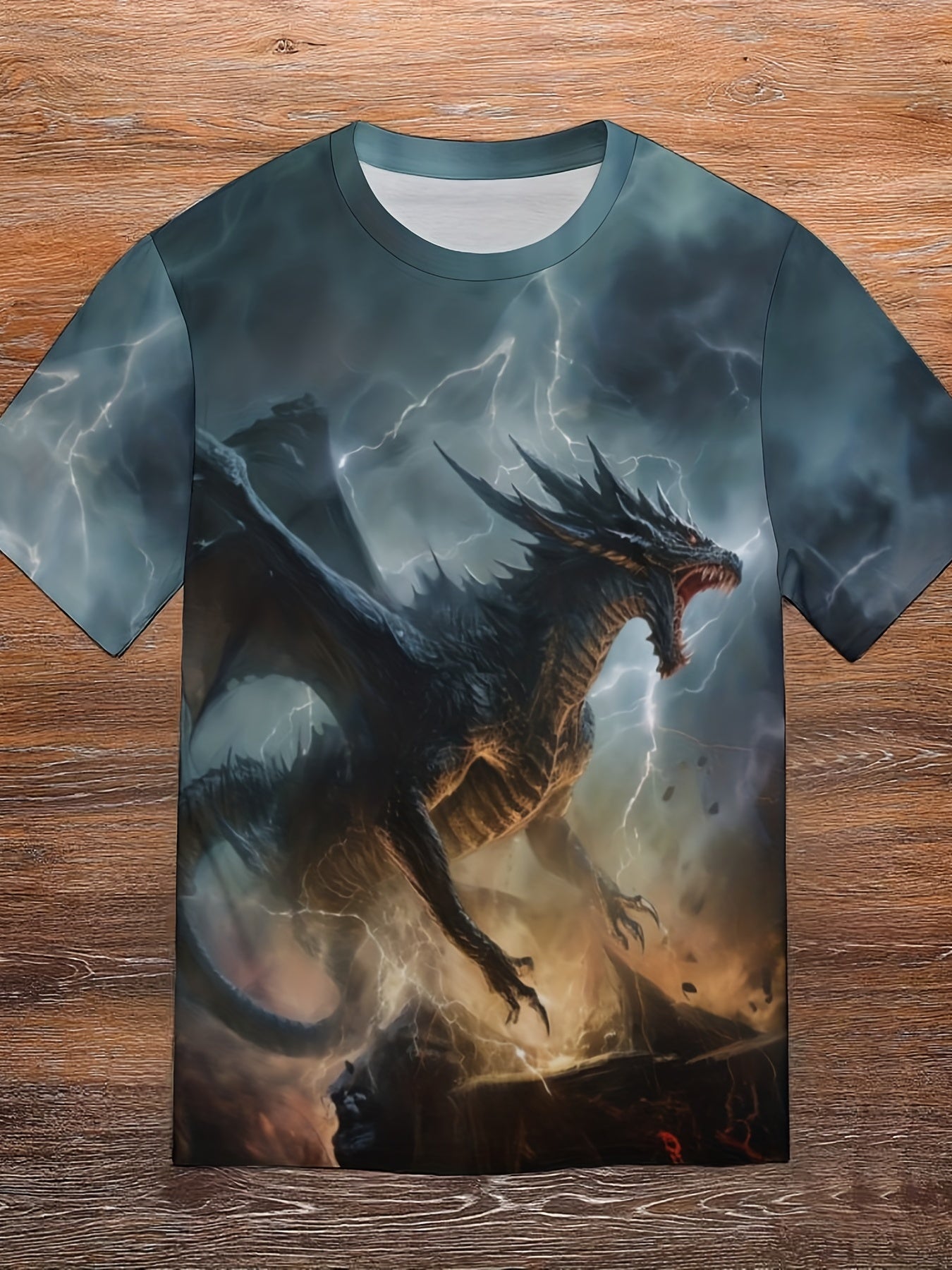 Men's Dragon Graphic T-shirt Active Stretch 3D Print Tee