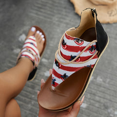 Women's Patriotic Thong Sandals Eagle Pattern Stripe Beach Sandals