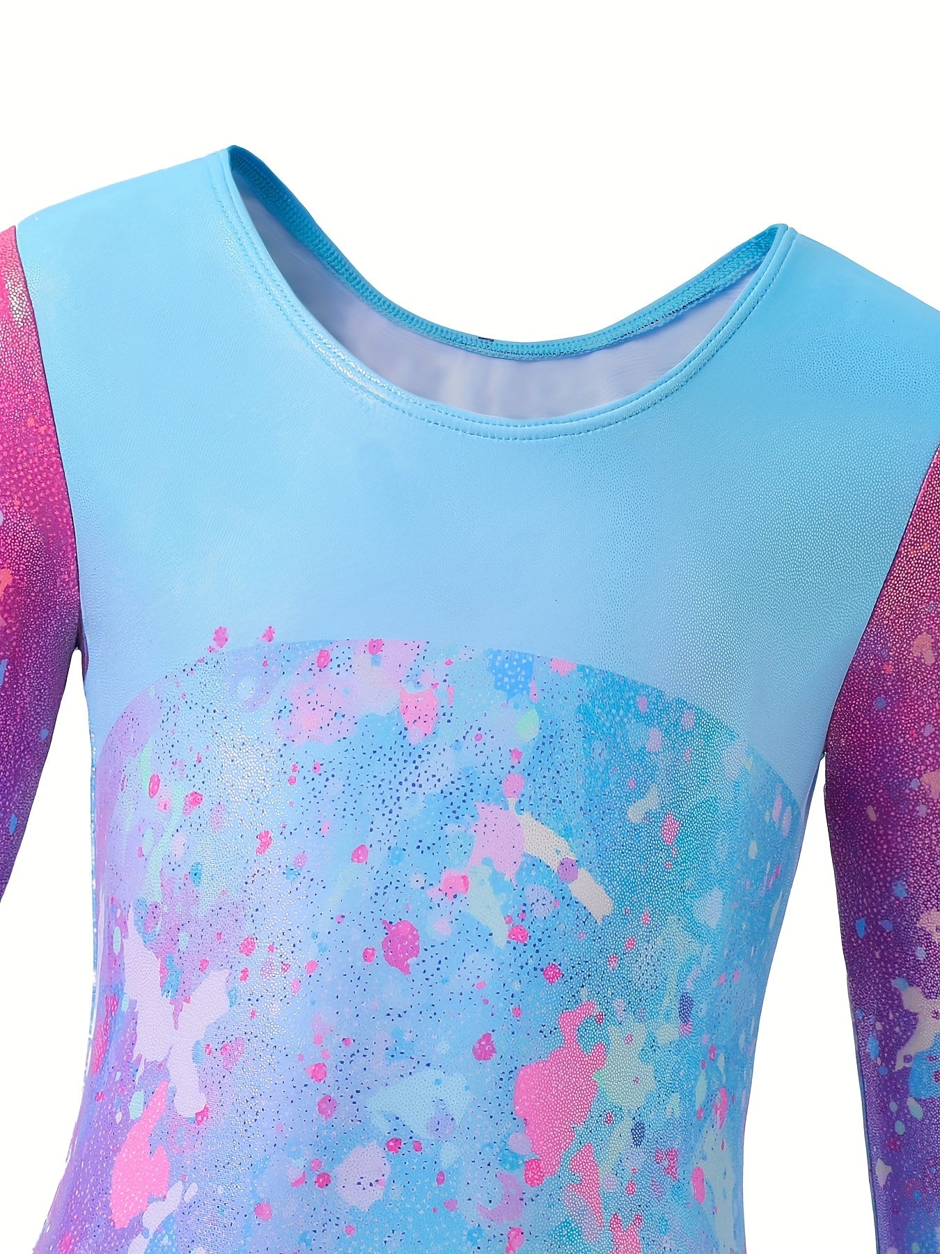 Girls Gradient Graffiti Print Long Sleeve Gymnastics Suit