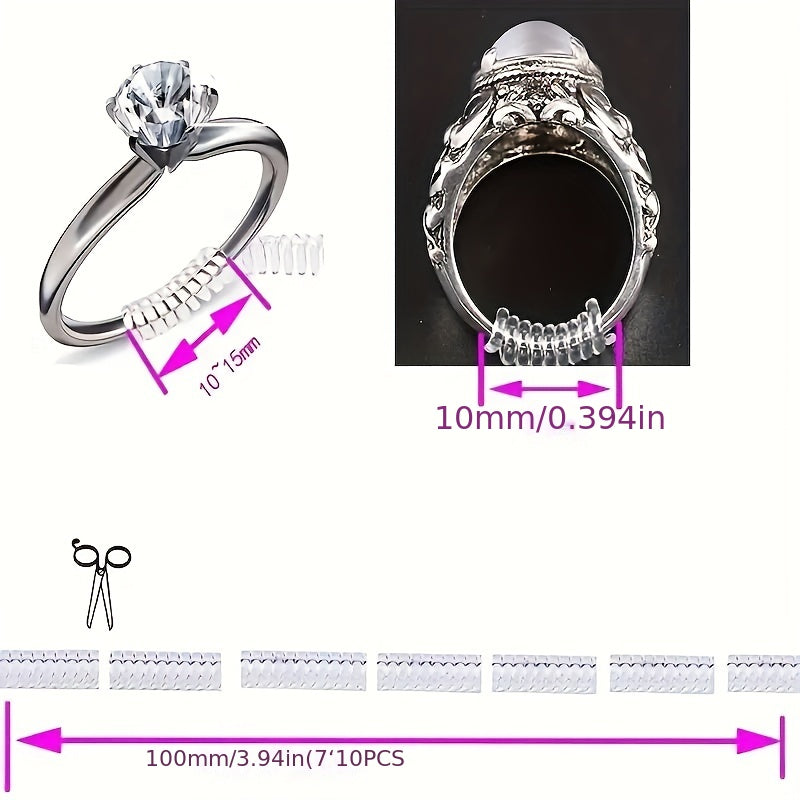 4pcs Invisible Ring Size Adjuster Transparent Silicone Ring Size Adjuster