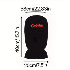 Unisex Thermal 3 Hole Balaclava Hat Cookies Embroidered Full Face Covering