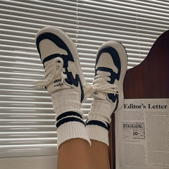 Women's Contrast Skate Shoes Casual Lace Up Platform Sneakers