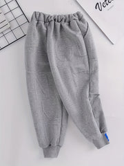 Boys Sweatpants Alphabet Texture Drawstring Elastic Waist Trousers