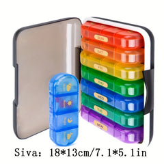 Weekly Pill Organizer 28 Grids Portable Medicine Container & Vitamin Holder