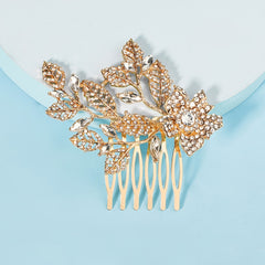Rhinestone Metal Leaf Floral Hair Comb Bridal Hair Comb Hair Accessories