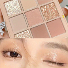 9-Color Smokey Eyeshadow Palette Matte Glitter Sequin Finish Makeup