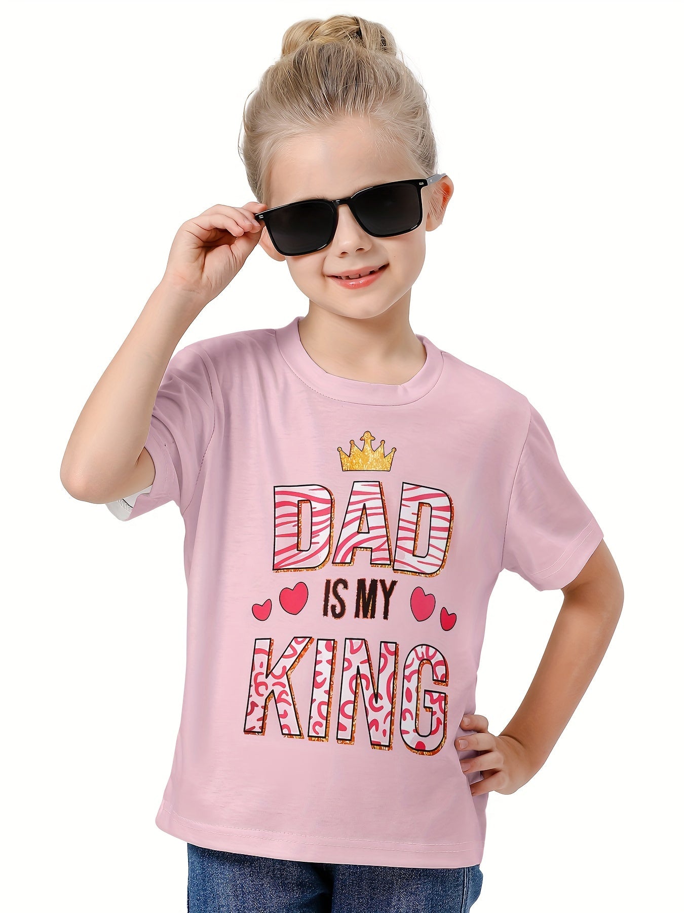 Girls boys 3D DAD IS MY KING Short Sleeve T shirt - Summer Clothes