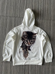 Spring Cat Print Hooded Sweatshirt Boy's Hoodie 3-14Y Kids