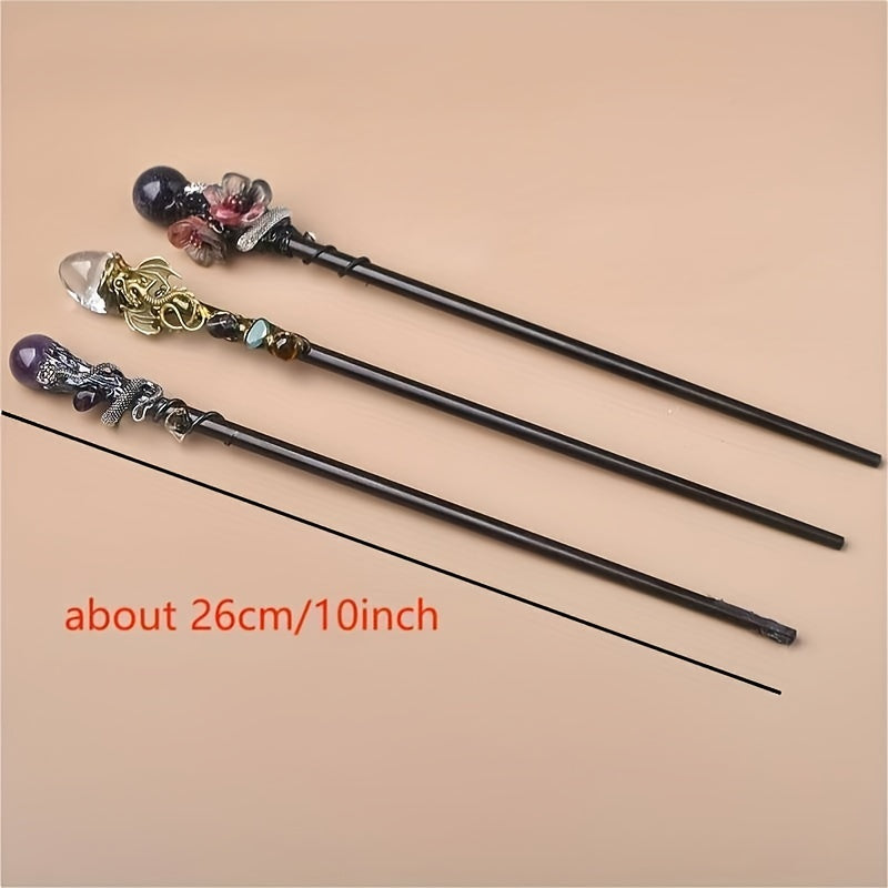 Natural Crystal Wand Cosplay Halloween Scepter Witch Cane Gift