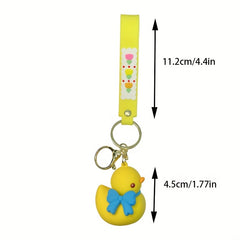 Cartoon Duck Keychain Pendant with Silicone Strap