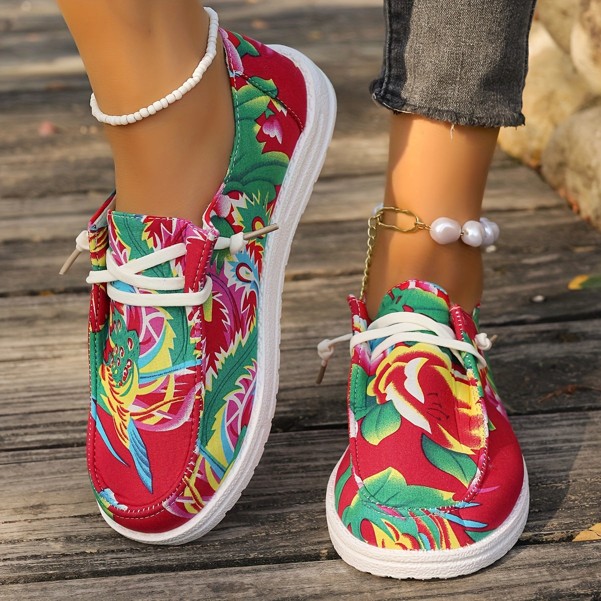Floral Canvas Low Shoes Chinese Style Flats